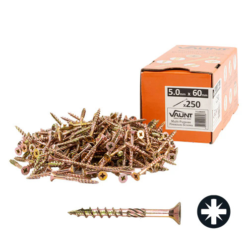 Vaunt 5.0mm x 60mm Multi-Purpose Wood Screws - Box of 250 image