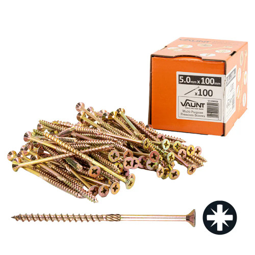 Vaunt 5.0mm x 100mm Multi-Purpose Wood Screws - Box of 100 image