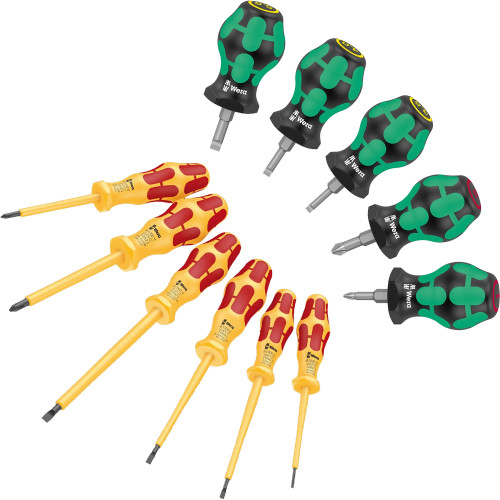 Wera 11 Piece Kraftform Mixed VDE & Stubby Screwdriver Set image