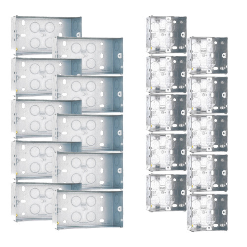 BG Electrical 2-Gang & 1-Gang 47mm Metal Knockout Boxes - Pack of 20 image