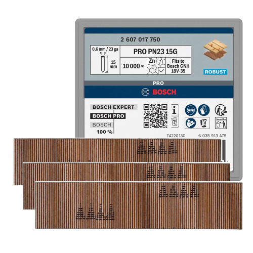 Bosch PRO PN23 15mm 23G Galvanised Pins - Pack of 10000 image