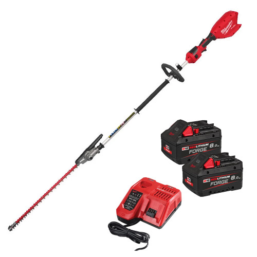 Milwaukee M18 FHETE22 18V FUEL Brushless 216mm Extended Pole Hedge Trimmer with 2x 8.0Ah FORGE Batteries & Charger image