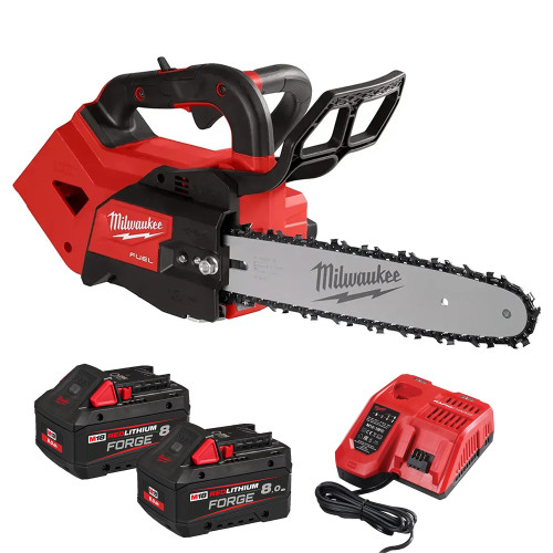 Milwaukee M18 FTHCHS30 18V FUEL Brushless 30cm Top Handle Chainsaw, 2x 8.0Ah FORGE Batteries & Charger image