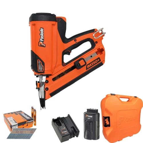 Paslode IM350+ LITHIUM 7.2V Gas First Fix Framing Angled Nail Gun, Battery, Charger, Case & 2000x 90mm x 3.1mm Straight Nails image