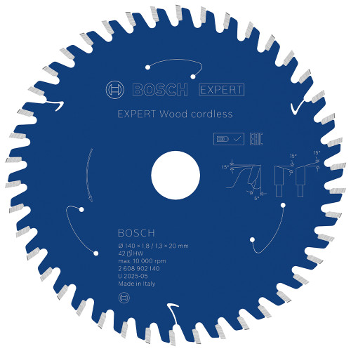 Bosch EXPERT 140mm x 20mm 42T Wood Circular Saw Blade image