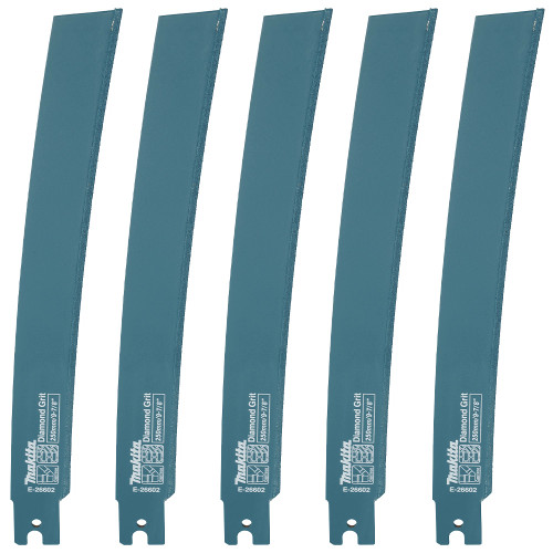 Makita E-26602 250mm Diamond Grit Curved Reciprocating Saw Blades for Cement/Mortar Lined Pipe - Pack of 5 image