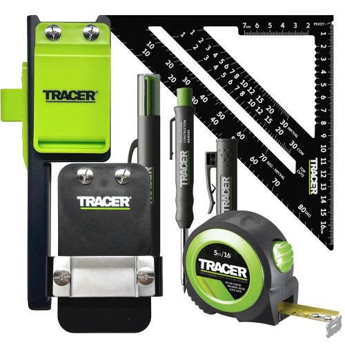 Tracer Twin Holster Set, Pencil Set, Speed Square & 5m Tape Measure image