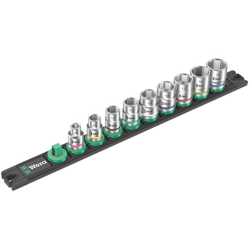 Wera Zyklop 9 Piece 3/8'' Socket Set On Rail image