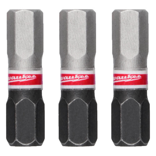 Milwaukee GEN4 HEX6 25mm SHOCKWAVE Impact Screwdriver Bits - Pack of 3 image