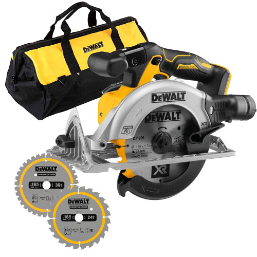 Dewalt DCS565N 18V XR Brushless 165mm Circular Saw With 2x Circular Ssaw Blades & Bag image