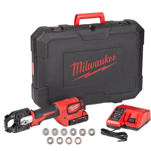 Milwaukee M18 HCCT-201C L-SET 18V FORCE LOGIC Brushless Hydraulic Cable Crimper, 2.0Ah Battery, Charger & Case image