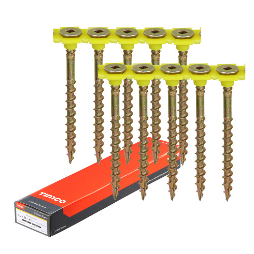Timco 4.2mm x 55mm Yellow SQ Collated Flooring Screws - Pack of 1000 image