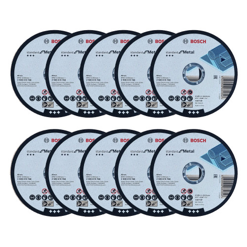 Bosch 125 x 22.23 x 1.0mm Standard for Metal Straight Cutting Discs - Pack of 10 image