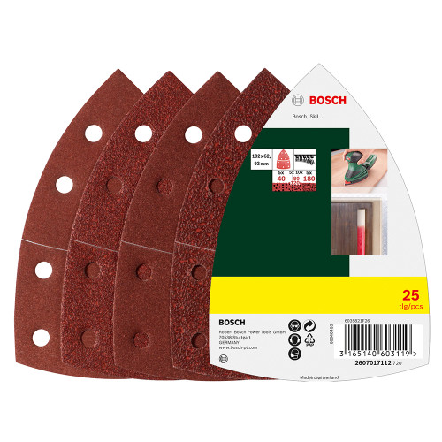 Bosch 102 x 155mm Mixed Grit Detail Sanding Sheets - Pack of 25 image