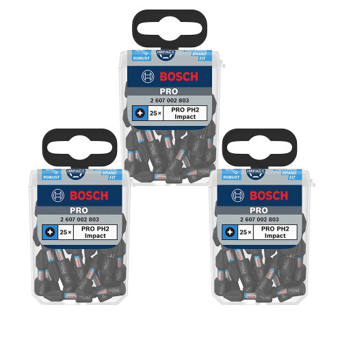 Bosch PRO PH2 25mm Impact Screwdriver Bits - Pack of 75 image