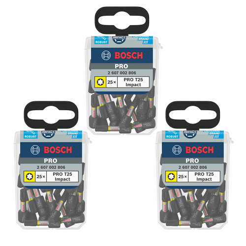 Bosch PRO T25 25mm Torx Impact Screwdriver Bits - Pack of 75 image