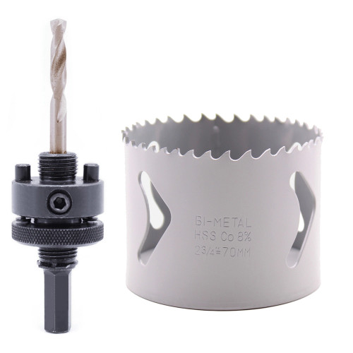 Vaunt X 70mm x 53mm Premium Bi-Metal Cobalt Holesaw &  A2 Holesaw Arbor (Hex Shank) image