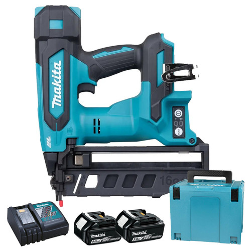 Makita DBN601RTJ 18V LXT Brushless 16GA 2nd Fix Finishing Nail Gun,  2x 5.0Ah Batteries, Charger & MAKPAK Case image