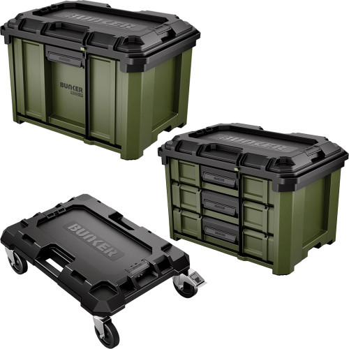 BUNKER Load-Up Stacking 3 Piece 4 Drawer Trolley Set image