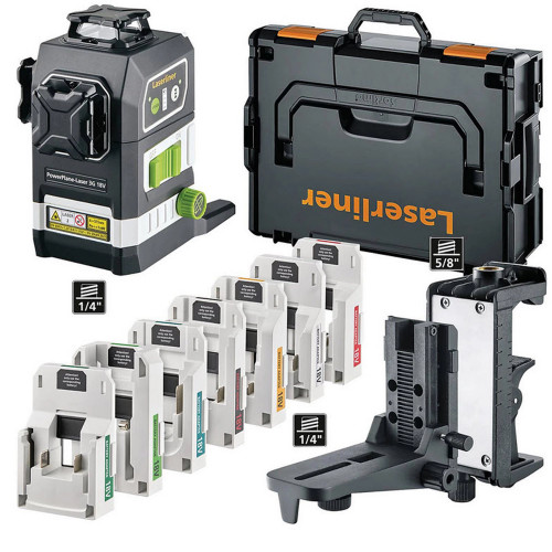 Laserliner PowerPlane-Laser 3G Multi-18V, 7x Battery Adapters & Case image