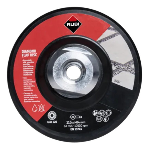 Rubi 115mm M14 100/120 Grit Diamond Flap Disc image