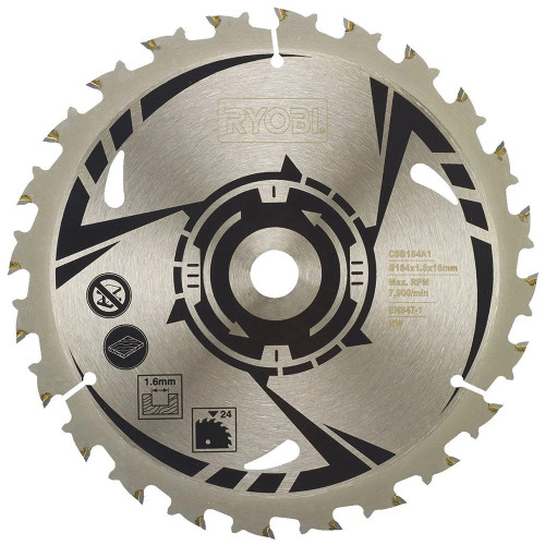 Ryobi CSB184A1 184mm x 16mm 24T Circular Saw Blade for Wood image
