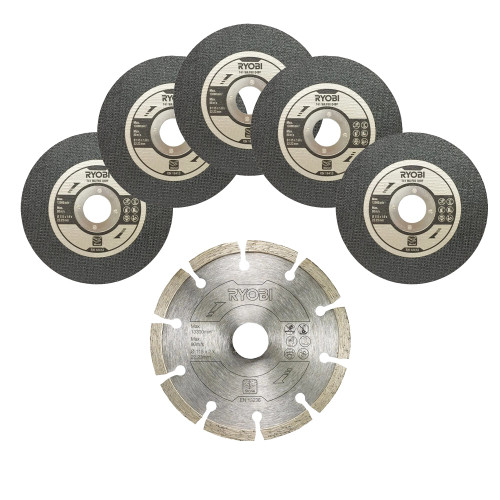 Ryobi RAK6AGD115 6 Piece 115mm Angle Grinder Cutting Disc Set image