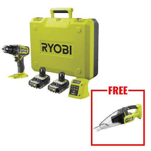 Ryobi RPD18-2C20B 18V ONE+ Combi Drill, 2x 2.0Ah Batteries, Charger & Case image