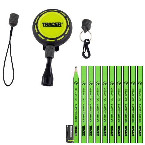 Tracer 10x 4H Carpenters Pencils & APP1 Retractable Holster Set image