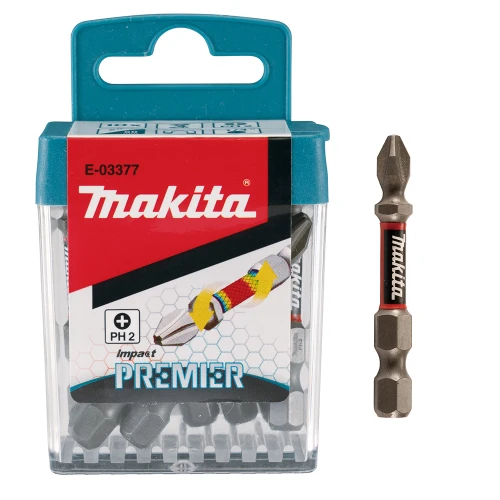 Makita E-03377 PH2 x 50mm Impact Premier Double Torsion Screwdriver Bit - Pack of 10 image
