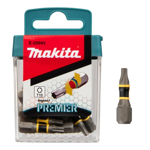 Makita E-25943 T15 x 25mm Impact Premier Torsion Screwdriver Bits - Pack of 15 image