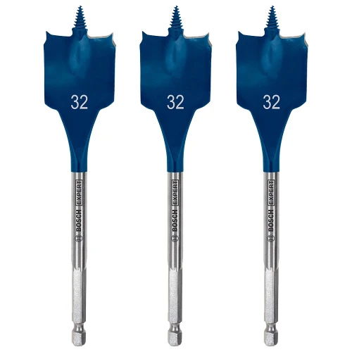 Bosch EXPERT 32mm x 152mm Self Cut Speed Spade Flat Drill Bits - Pack of 3 image