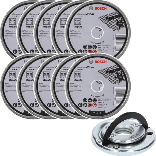 Bosch 115 x 22.23 x 1.0mm Standard for Inox Cutting Discs Set & M14 Angle Grinder Quick Locking Nut image