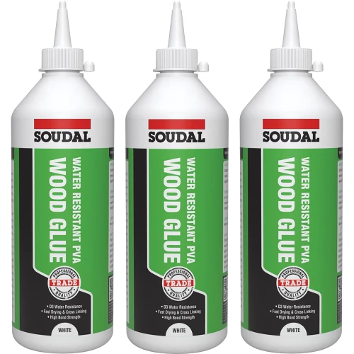 Soudal Trade Water Resistant Wood Glue - 1L - Pack of 3 image