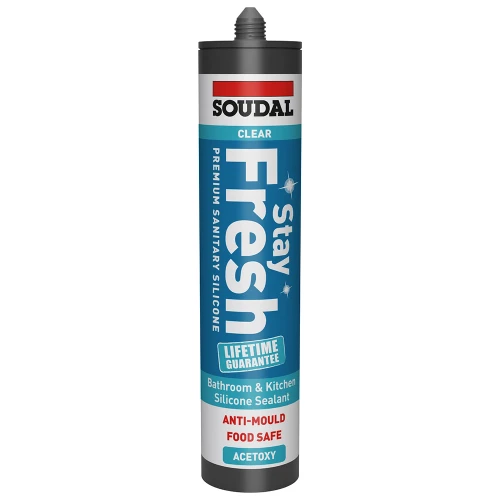 Soudal Stay Fresh Acetoxy Silicone Sealant - Clear image
