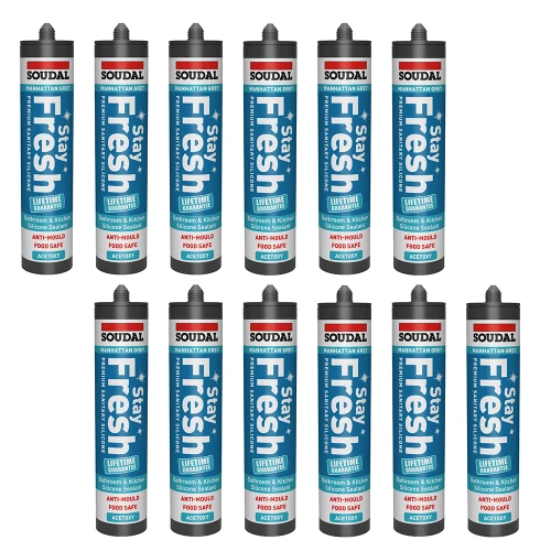 Soudal Stay Fresh Acetoxy Anti-Mould Silicone Grey - Box of 12 image