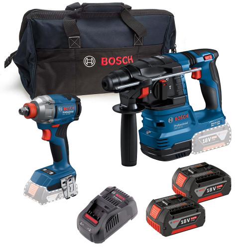 Bosch 2 Piece 18V Brushless Impact Tool Set, 2x 4.0Ah Batteries, Charger & Bag image