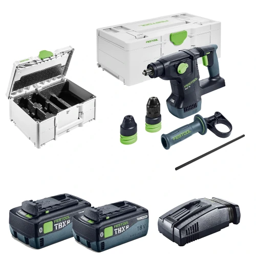 Festool KHC 18 18V Brushless SDS+ Hammer Drill, 2x 8.0Ah Tabless Batteries, Charger & 2x Cases image