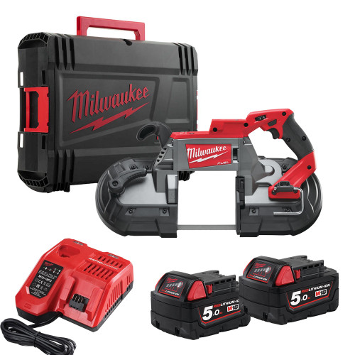 Milwaukee M18 CBS125-502C 18V FUEL Brushless Deep Cut Band Saw, 2x 5.0Ah Batteries, Charger & Case image