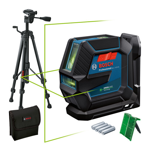 Bosch PRO GLL 2-15 G Professional Line Laser, LB 10 Universal Mount, BT 150 Tripod,  & Pouch image