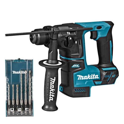Makita DHR171Z 18V LXT Brushless SDS+ Rotary Hammer  - Body & 6 Piece SDS Drill Bit Set image