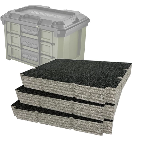 Shadow Foam Bunker Load-Up Stacking Three Drawer Toolbox Foam Inserts - (50mm Olive) - Pack of 3 image