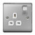 BG Brushed Steel 13A 1 Gang Double Pole Switched Socket - White image