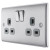 BG Electrical Nexus Metal 13A 2-Gang DP Switched Plug Socket Brushed Steel image 1