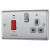 BG Electrical Nexus Metal 45A 2-Gang DP Cooker Switch & 13A DP Switched Socket with LED Brushed Steel image 1