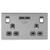 BG BR Steel 13A 2 Gang Switched Socket + USB - Grey