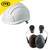 JSP EVOLite Mid Peak Slip Ratchet White Vented Helmet with Sonis SNR 31 Compact Ear Defenders image ebay