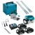 Makita DSP601Z 36V (Twin 18V) LXT Brushless Plunge Saw, DVC750LZ 18V LXT Brushless L-Class Dust Extractor, 3x 5.0Ah Batteries, Charger, 2x 1.5m Guide Rails, Connector Piece, 2x Clamps & MAKPAC Case image