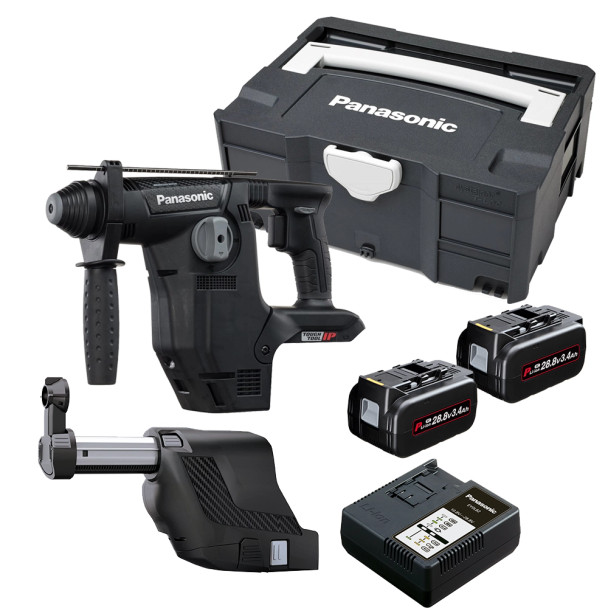 Panasonic EY7881PC2V31 28.8v SDS+ Drill with 2x 3Ah Batteries, Charger and  Case Dust Collection