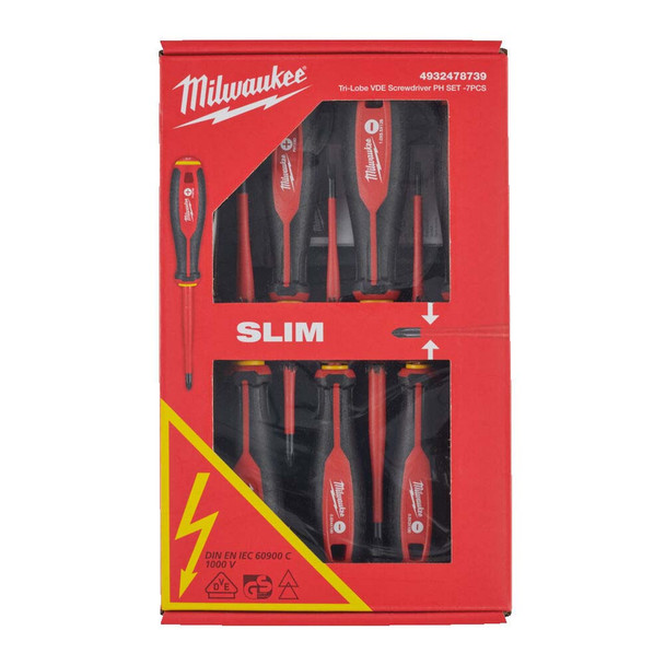 Milwaukee 7 Piece TRI-LOBE VDE SL/PH Screwdriver Set with